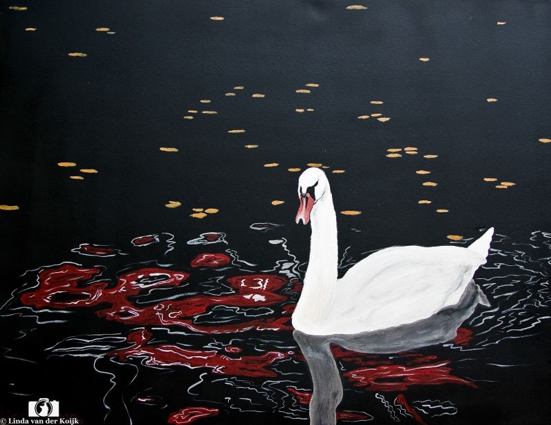 Swan in Red Light Acryl on Canvas 90 x 70