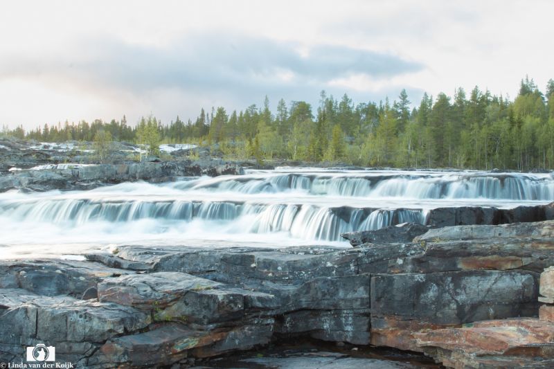 Trappstegforsen, at midnight, during Summer
